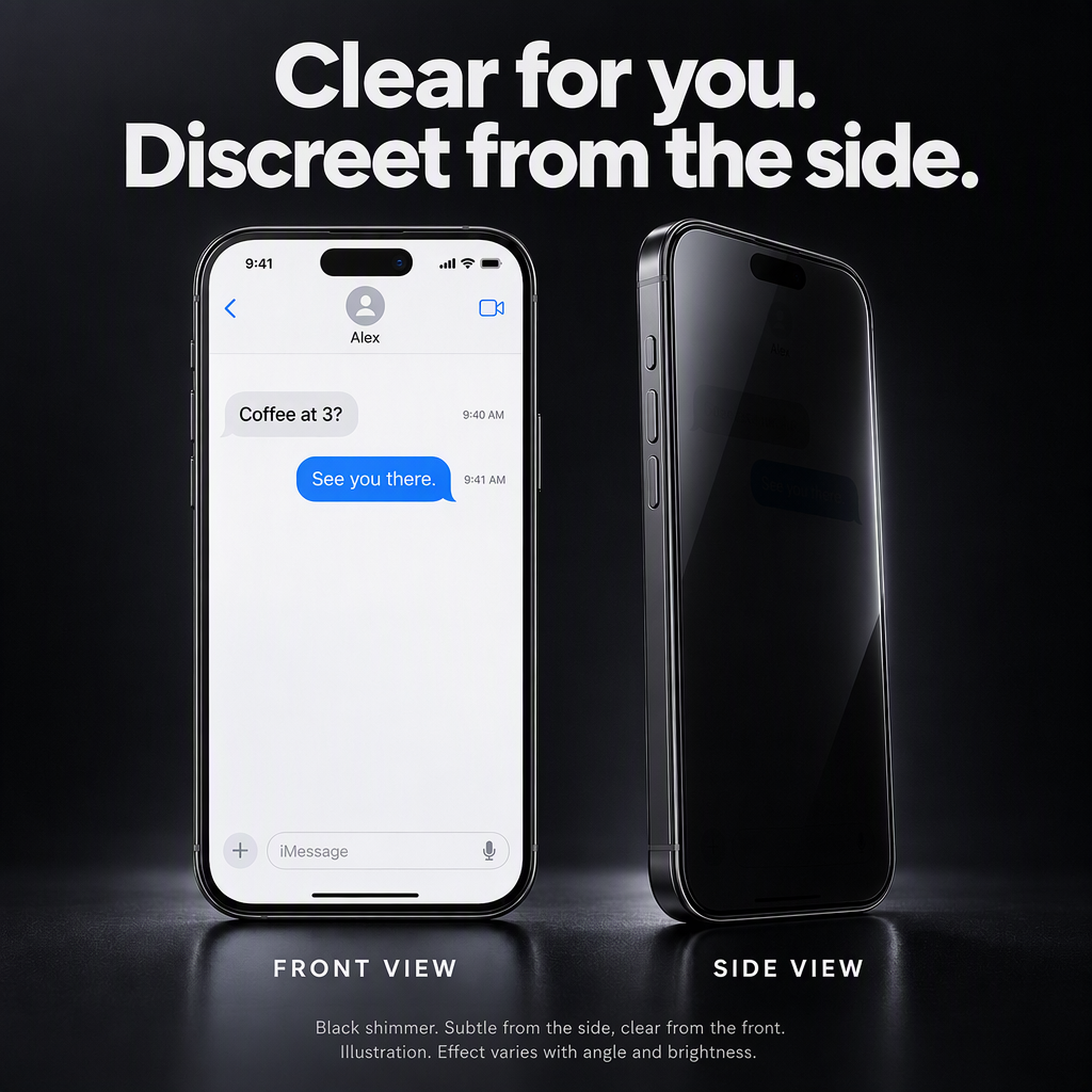 Black Shimmer Privacy Tempered Glass Screen Protector for iPhone