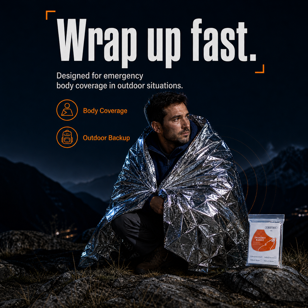 Emergency Survival Blanket – Waterproof, Windproof & Compact for Camping and Outdoor Use