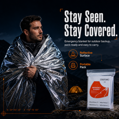 Emergency Survival Blanket – Waterproof, Windproof & Compact for Camping and Outdoor Use
