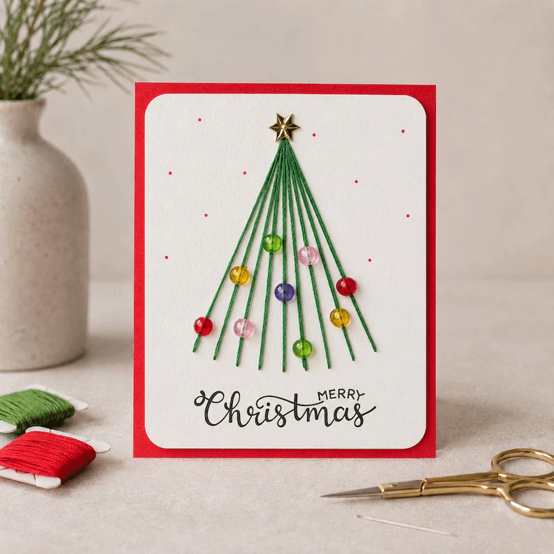 🏆🔥💖🎄 🧵Merry & Bright Christmas DIY Kit– Create Beautiful Handmade Holiday Cards ✨