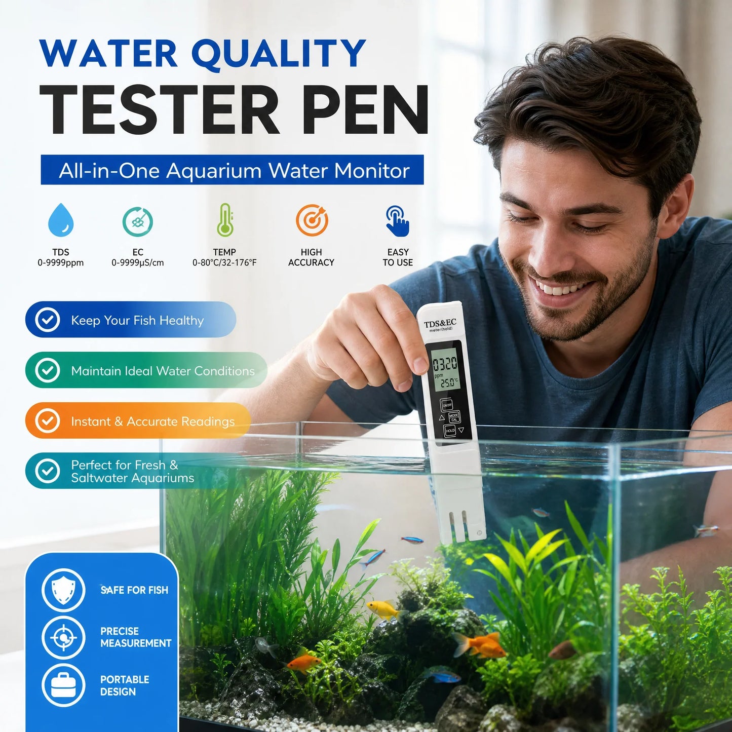 💧📊 Digital TDS Meter – Large LCD Screen, 3-Second Quick Measurement, Ready to Use Instantly