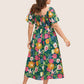 ⏰Summer Hot Sale 52% OFF💃Floral Smocked Square Neck Midi Dress with Pockets