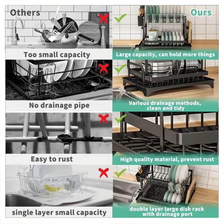 🔥60％ OFF🔥Premium 2-Tier Dish Rack🍽️✨ Elevate Your Kitchen Style✨