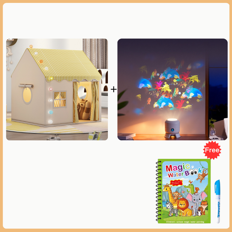 🎁50% OFF NOW! Dream Kids Play Tent House – Cozy Indoor Playhouse with Checkered Curtain, Private Play Space for Toddlers, Cute Reading Nook & Gift for Children