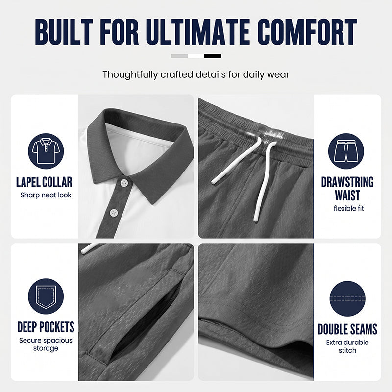 ☀️ 50% Off  Men's Two-Piece Shirt and Shorts Set – Summer Special