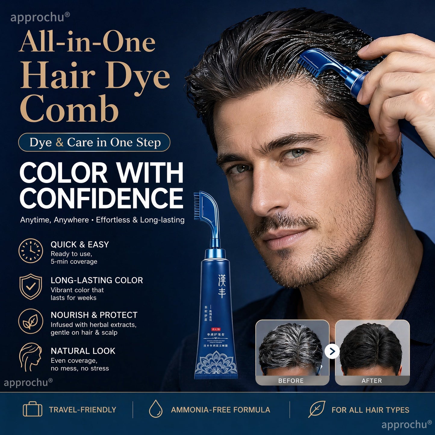 Herbal Hair Dye Comb for Home Use