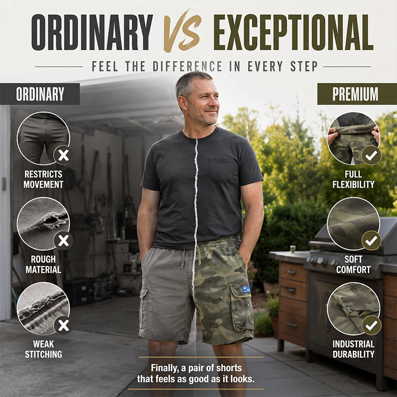 🩳 LIMITED-TIME 52% OFF! ✨ Men's Casual Relaxed Fit Cargo Shorts – Multi-Pockets, Breathable, Rugged 🌲