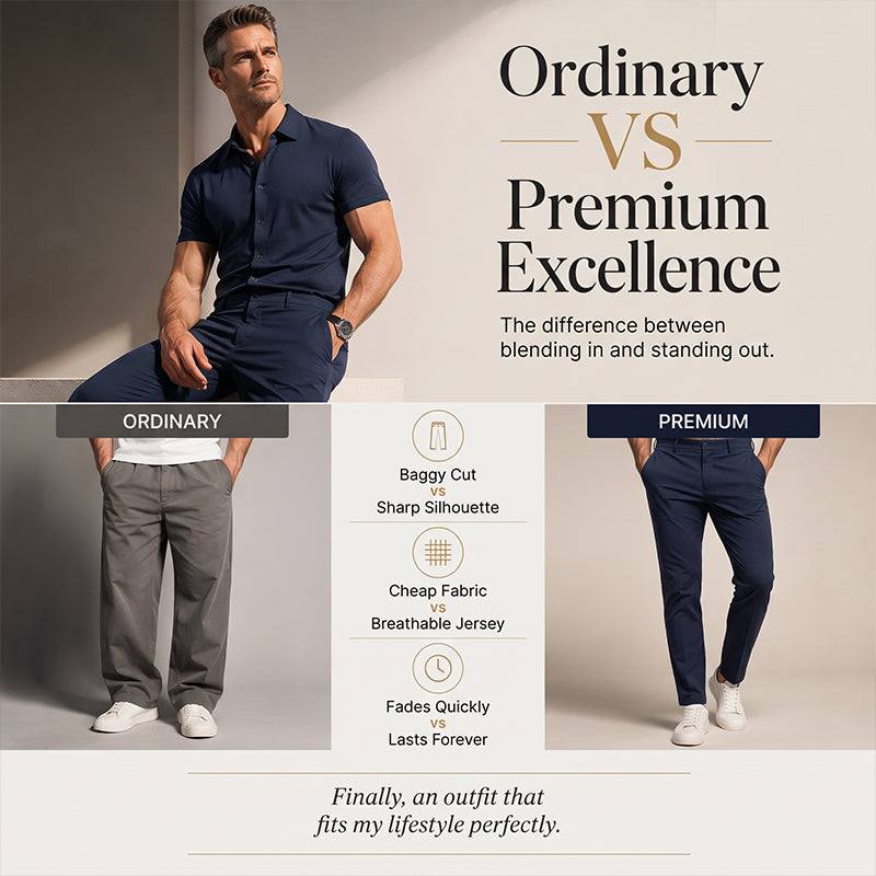 👔58% OFF NOW! 2026 New Arrival Men's Lightweight 2-Piece Casual Suit – Short Sleeve Button Down Shirt & Modern Slim Fit Dress Pants Set, Moisture Wicking Breathable Fabric All-Day Comfort Outfit for Business Daily Vacation
