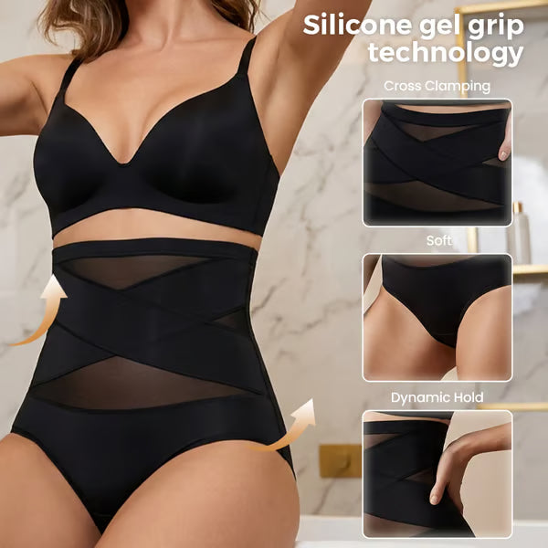 🌸  Special Price £6.49（each） ! 🔥Buy 1 Get 1 Free🎁Plus-Size High-Waist Cross Tummy Control Panties