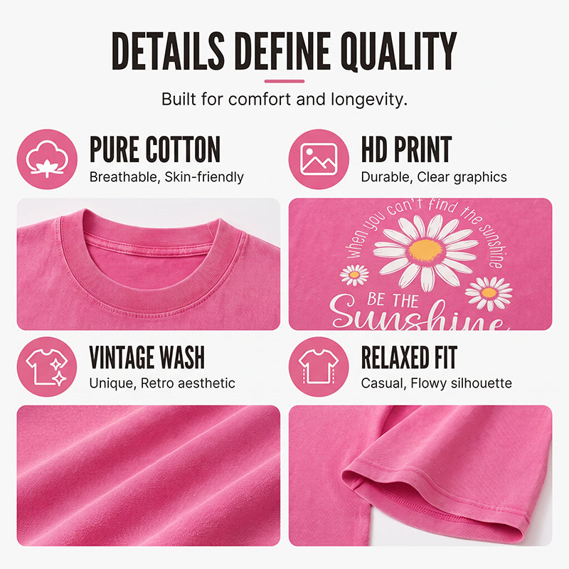 🌼LIMITED TIME 51% OFF! 👕 Vintage Washed Daisy T-Shirt – Soft Breathable Blend, Relaxed Drop Shoulder Fit and Retro Everyday Style