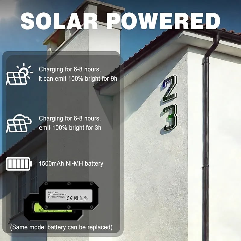 🔥Solar Lighted House Numbers LED Numbers, Waterproof for Outside