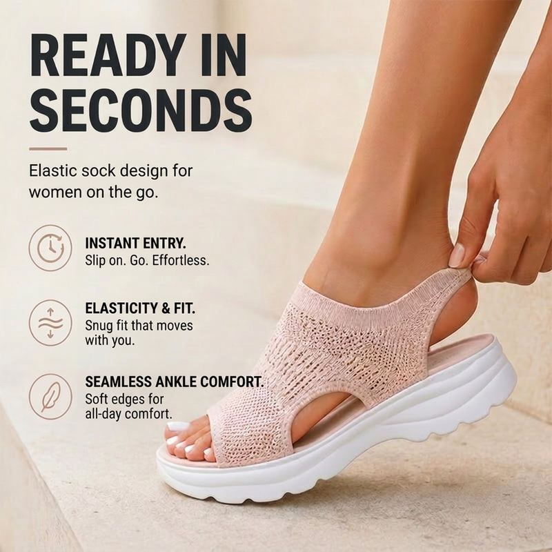 🎁Women's Breathable Knitted Platform Sandals – Comfortable Summer Wedge Sandals, Non-Slip & Lightweight