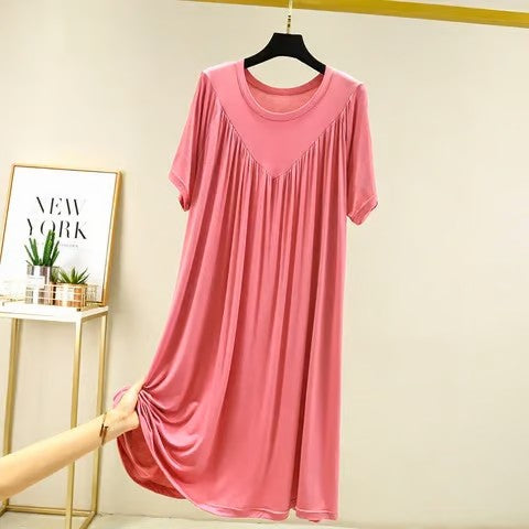 💗🌹Special Promotion🎁💗Super Soft Comfortable Short Sleeve Loose Pajama Dress（The more you buy, the higher the discount）