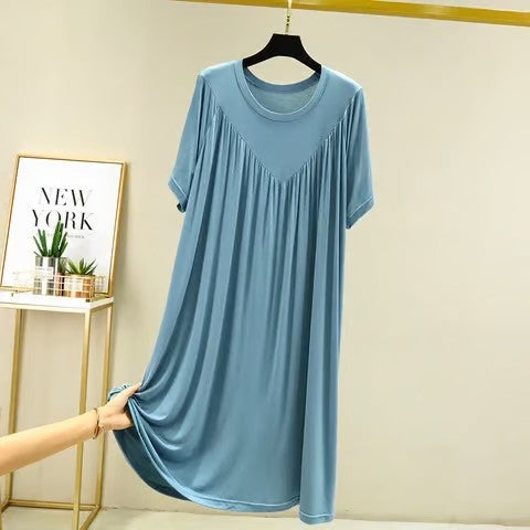 💗🌹Special Promotion🎁💗Super Soft Comfortable Short Sleeve Loose Pajama Dress（The more you buy, the higher the discount）