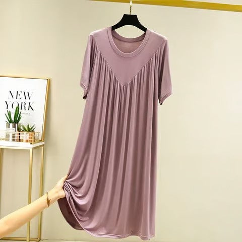 💗🌹Special Promotion🎁💗Super Soft Comfortable Short Sleeve Loose Pajama Dress（The more you buy, the higher the discount）