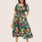 ⏰Summer Hot Sale 52% OFF💃Floral Smocked Square Neck Midi Dress with Pockets