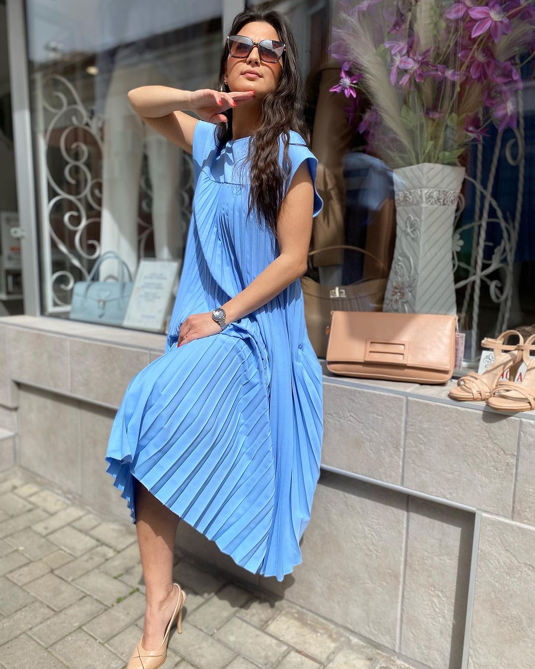 🌹Mother's Day Promotion 🎁Sleeveless Pleated Simple Solid Color Dress