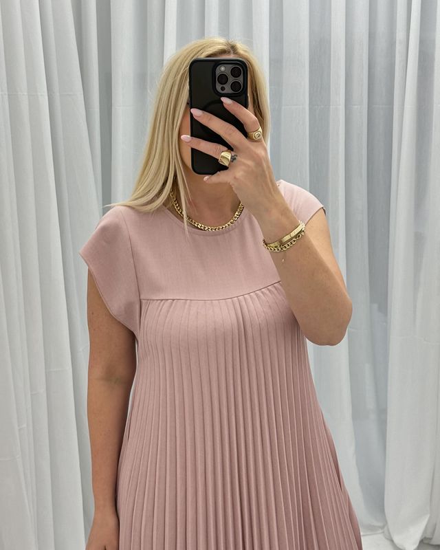🌹Mother's Day Promotion 🎁Sleeveless Pleated Simple Solid Color Dress