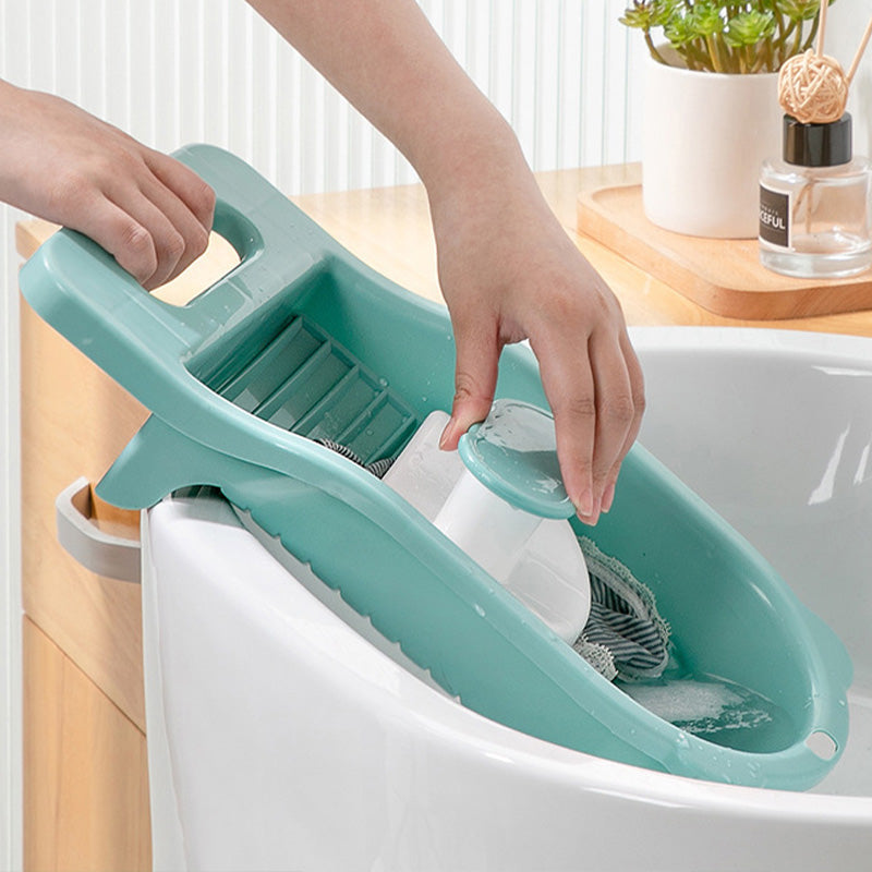 Compact Household Laundry Washboard with a Scrubber