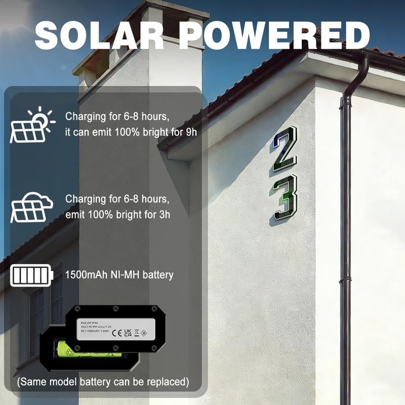 🔥Solar Lighted House Numbers LED Numbers, Waterproof for Outside