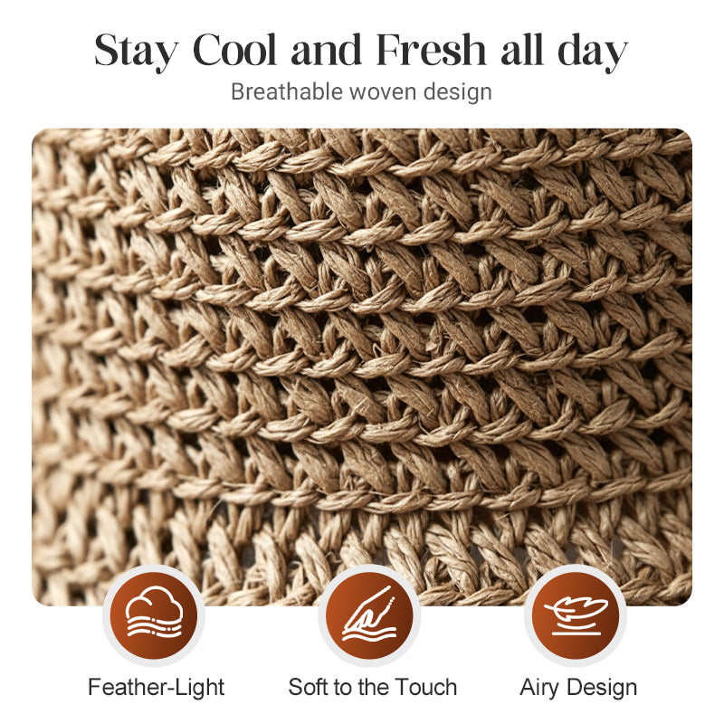 🎀 52% DISCOUNT 👒 | Straw Hat with Retro Bow – Foldable & Breathable for Summer