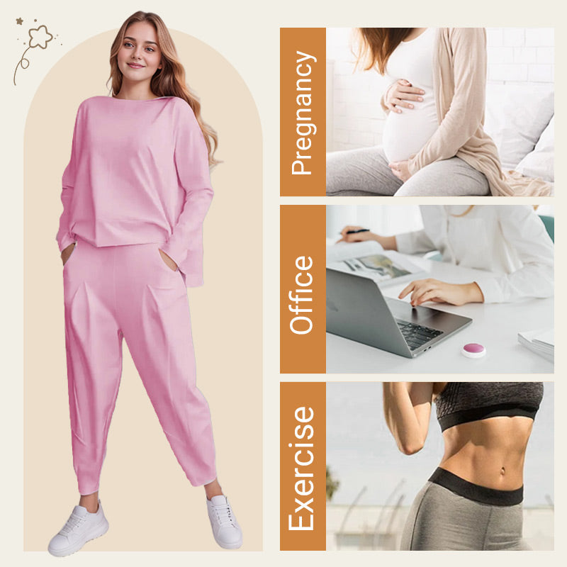 💎 55% OFF! 💎Round-Neck Long-Sleeved Top ＆ Pants 2-Piece Set | Wrinkle-Free & Breathable |