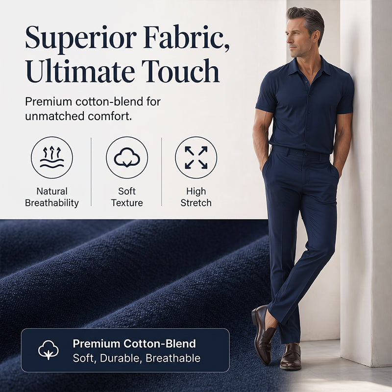 👔58% OFF NOW! 2026 New Arrival Men's Lightweight 2-Piece Casual Suit – Short Sleeve Button Down Shirt & Modern Slim Fit Dress Pants Set, Moisture Wicking Breathable Fabric All-Day Comfort Outfit for Business Daily Vacation