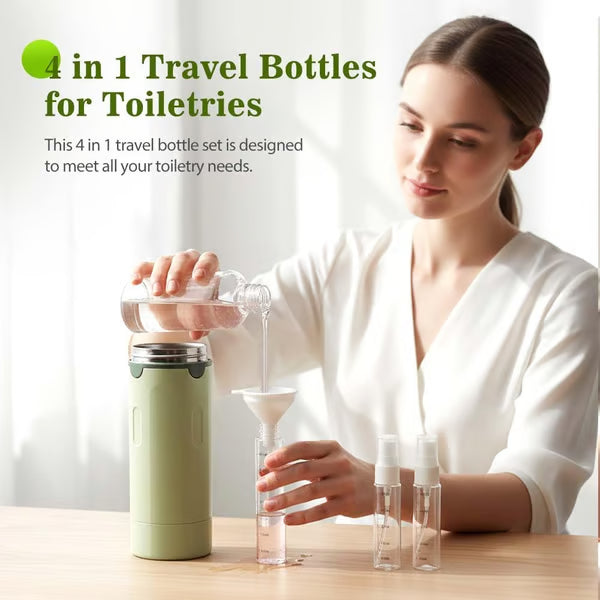Pack Like a Pro: 4-in-1 Refillable TSA Kit | Organizes All Liquids for Weekend Trips