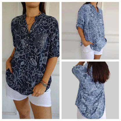 🌸50K+ Women Love It | 50% OFF | Printed Blouse for Daily Elegance – Floral, Soft, S-4XL ✨