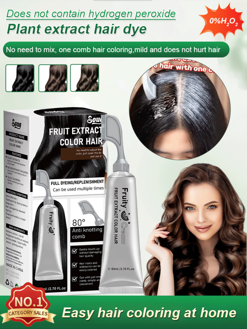 🎁Buy 1 Get 1 Free|Fruit Essence Hair Dyeing Comb – Cream & Comb in One, No-Mix Plant Formula
