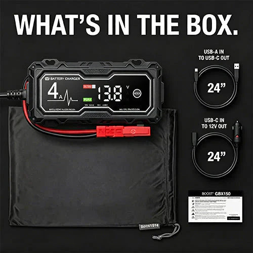 🔥 50% OFF 💥 Boost X GBX155 4A Car Battery Charger — For 10.0L Gasoline & 8.0L Diesel Engines