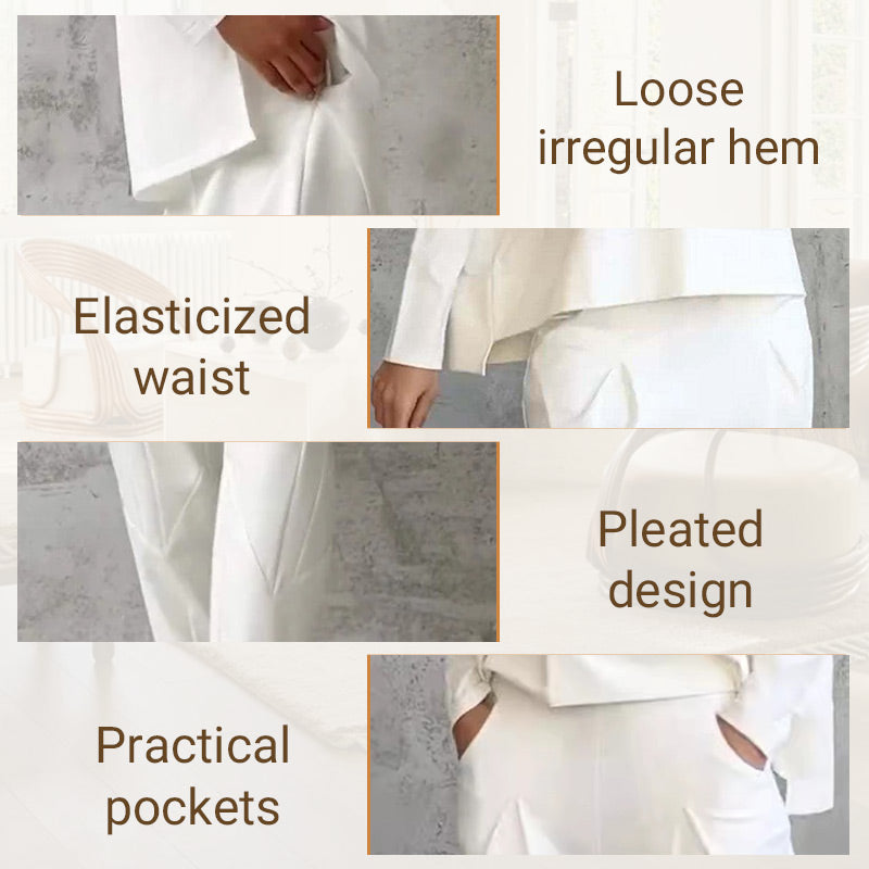 💎 55% OFF! 💎Round-Neck Long-Sleeved Top ＆ Pants 2-Piece Set | Wrinkle-Free & Breathable |