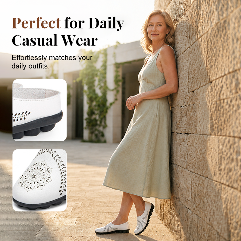 Loose-fitting slippers with a floral cutout, suitable for all foot types