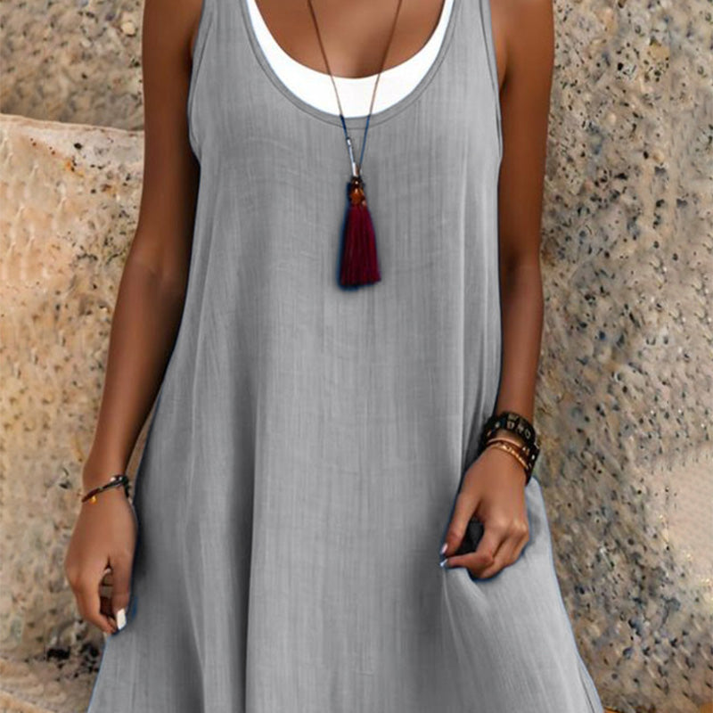 ⏰Last Day Sale 46% Off💃Women's Casual Loose Sleeveless Fake Two Piece Tank Dress