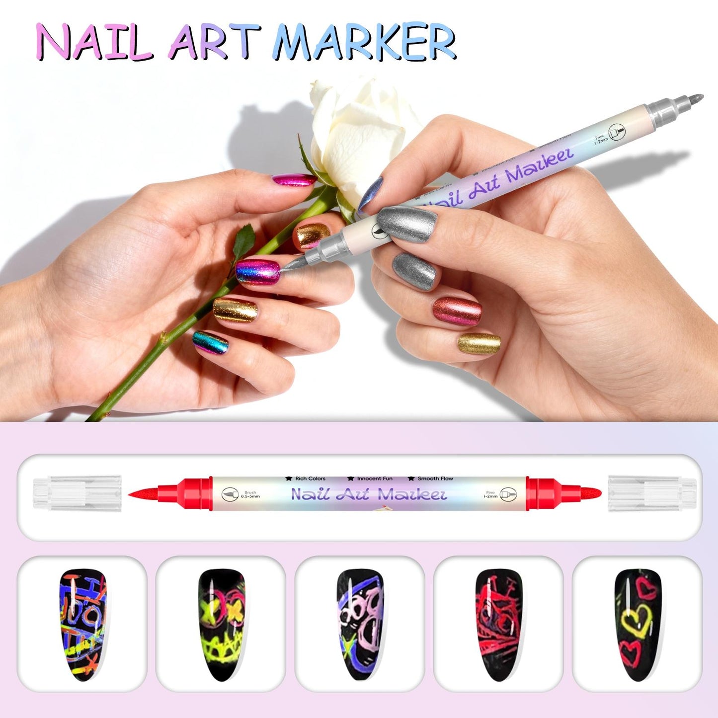 🔥Last Day 49% OFF💅✨Dual-Tip Nail Art Marker Pen Set– for Tire Painting,  & Manicure🎨For Adults, Kids and Pets.