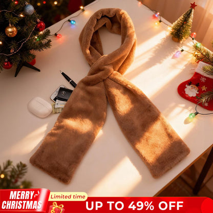 🎅Christmas Special Deals ⚡50K+ SOLD!🧣Ultra-Soft Faux Fur Pull-Through Scarf with Secret Zipper Pocket🌟