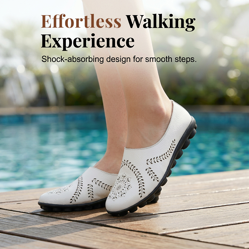 Loose-fitting slippers with a floral cutout, suitable for all foot types