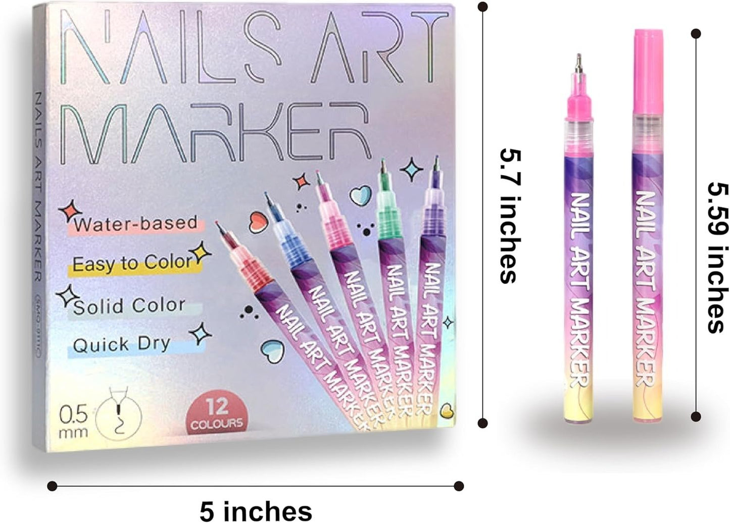 ⏰50% OFF – 12 Colours Nail Art Pens Set: Precision Dual Tips for French Manicure, Gradient & 3D Nail Art | Salon Quality DIY Kit 🎨💅