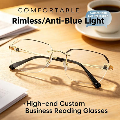 ⏳LAST DAY SALE ONLY￡9.99!!🔥Frameless Blue Light Blocking Glasses – Ultra-Light Titanium Build, Anti-Glare Lens 👓
