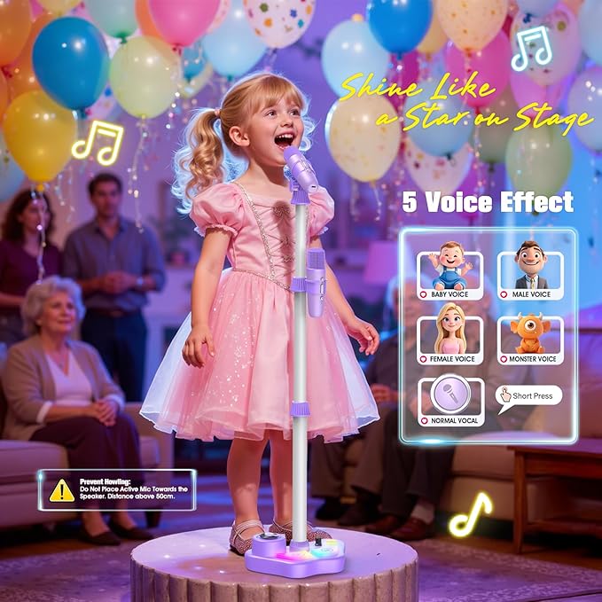 🎤 Perfect Gift for Little Stars 🎄✨ Kids Karaoke Microphone Toy | Christmas SALE 50% OFF | Sing-Along Machine with Flashing Lights & Built-in Tunes