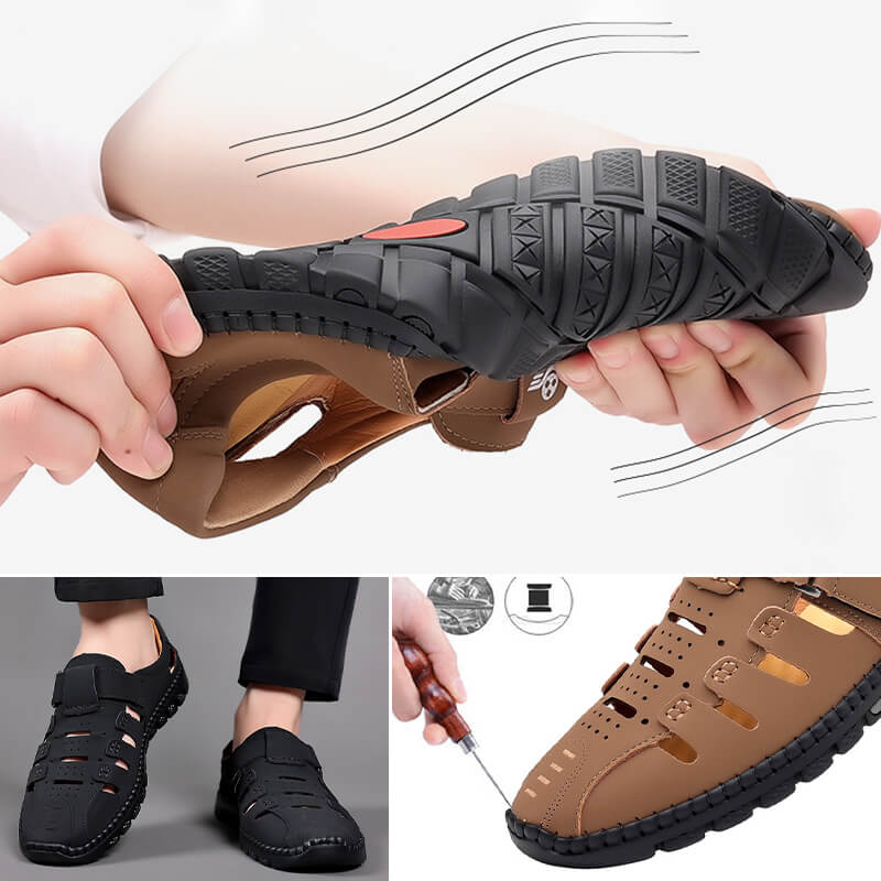 💗Limited Time Half Price Offer💗Stylish Leather Hollow Sandals（The more you buy, the higher the discount）
