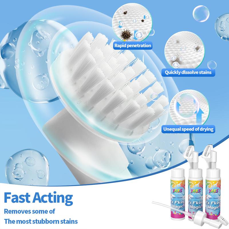 ⏳LAST DAY BUY 2 GET 1 FREE!!💖Yass Clean Magic Foam Cleaner for Carpets & Upholstery – Pet Stain & Odour Remover with Cleaning Brush🧼