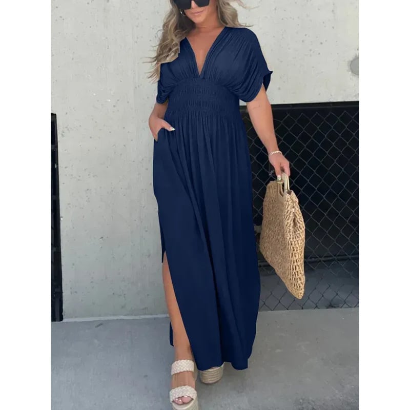 🔥50% OFF💗New Slit v-neck effortless maxi long dress-3pcs