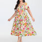 ⏰Summer Hot Sale 52% OFF💃Floral Smocked Square Neck Midi Dress with Pockets