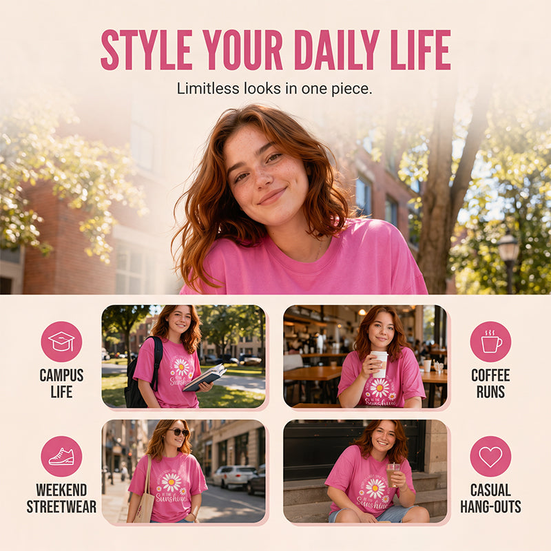 🌼LIMITED TIME 51% OFF! 👕 Vintage Washed Daisy T-Shirt – Soft Breathable Blend, Relaxed Drop Shoulder Fit and Retro Everyday Style