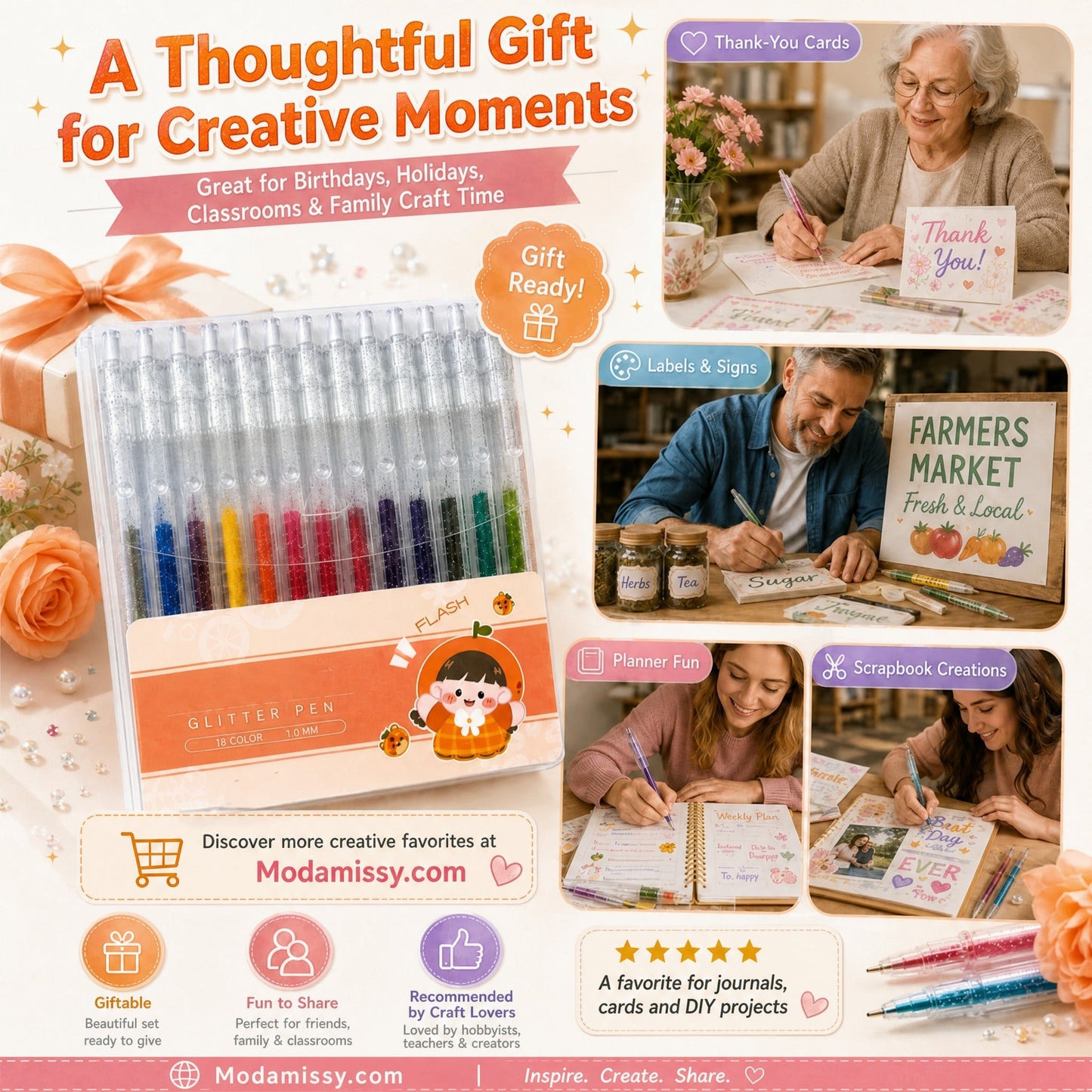 🔥LAST DAY SALE ONLY ￡6.99!!✨50K+ SOLD!🎁Glitter Gel Pen Set