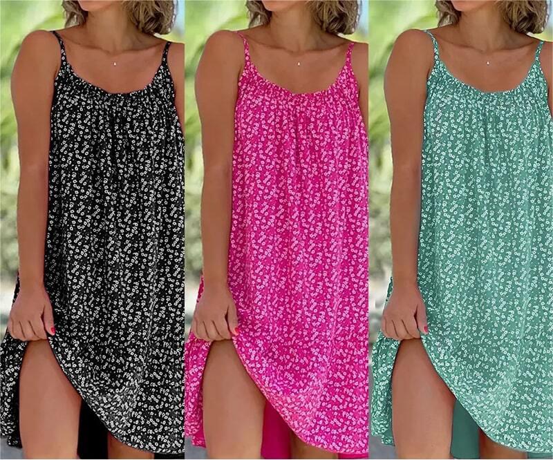 🥀🌸 Floral Printed Camisole Dress ✨ Adjustable Spaghetti Strap Mini Sundress | Summer Beach
