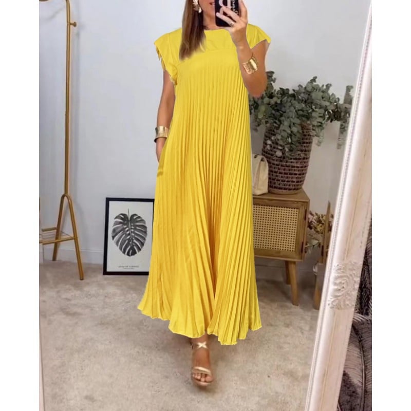 🌹Mother's Day Promotion 🎁Sleeveless Pleated Simple Solid Color Dress
