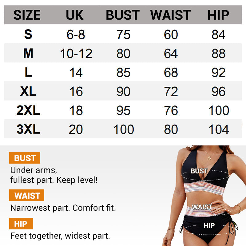 🔥Last Day Sales - Just ￡13.99😍👙High Waisted Tummy Control Color Block Bikini Sets