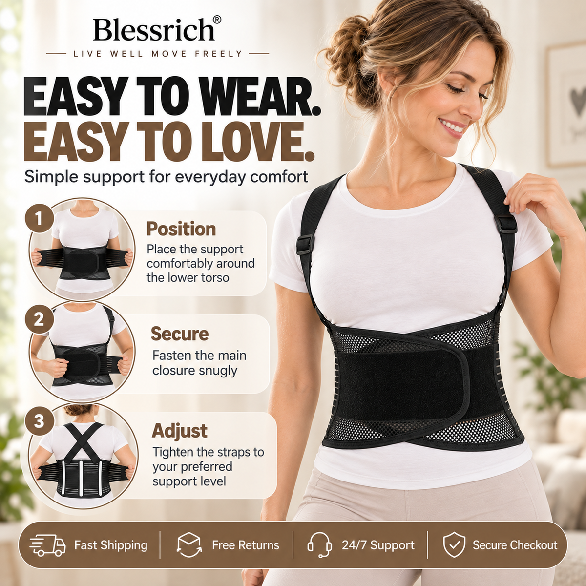 📢📢50% OFF !! ⏰Breathable Posture Corrector - Back Pain Relief & Tummy Control